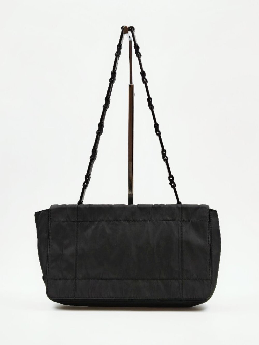 Prada Vintage Black Tessuto Nylon Shoulder Bag Chain Strap Flap Bag